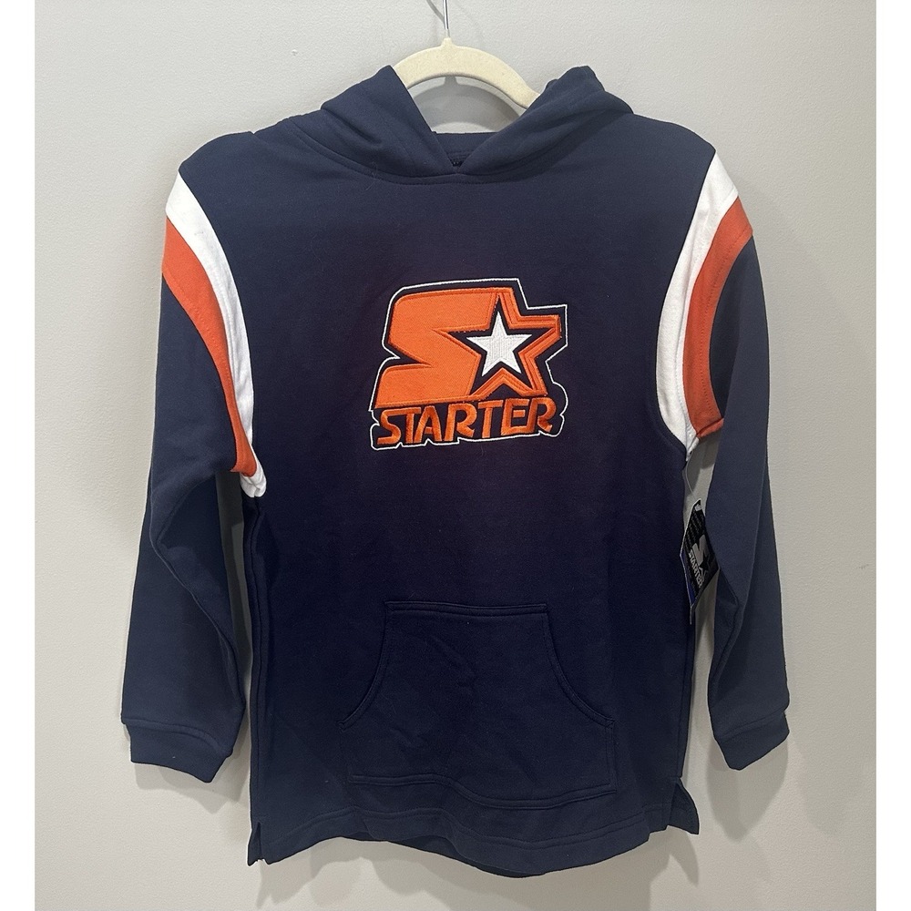 Starter Hoodie Kids Large Blue Orange  Long Sleeve Pullover Sweatshirt NWT‎